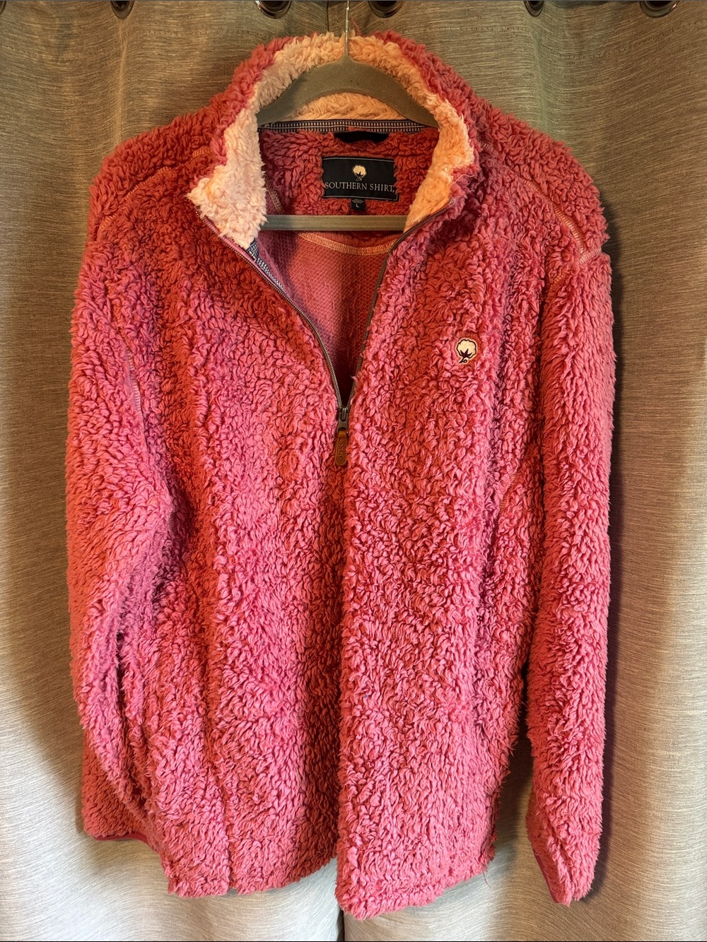 The Southern Shirt Company Plush Rose Pink Sherpa Zip Pullover